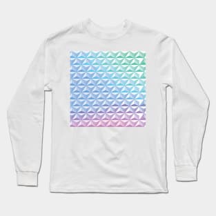 Geodesic Sphere, Blue Long Sleeve T-Shirt